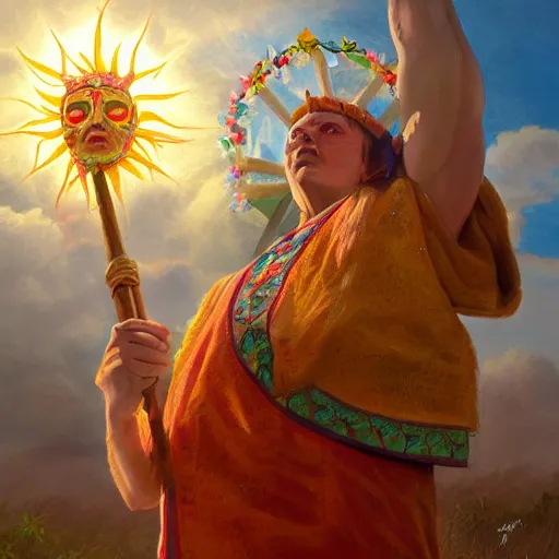 Image similar to midsommar alternate stories : the sun god, oil painting, ultradetailed, artstation, ultradetailed, digital painting, ultradetailed