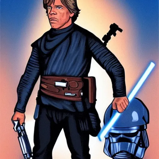 Image similar to luke skywalker but played by arnold schwarzenegger