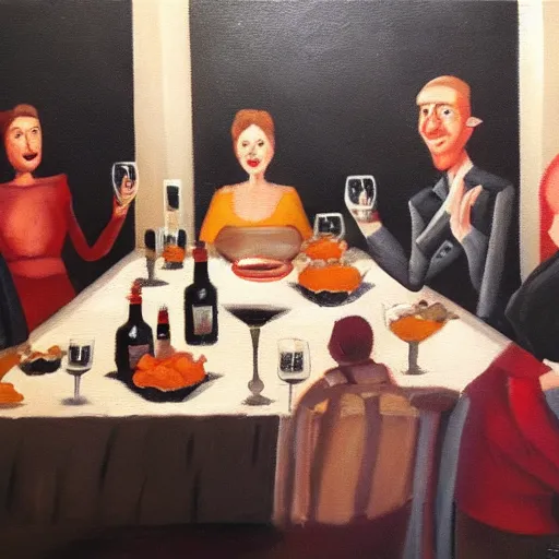 Image similar to Oil Painting of a Haunted Dinner Party