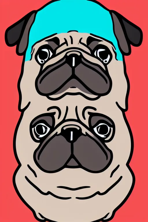 Image similar to Portrait of a big chungus pug, sticker, colorful, illustration, highly detailed, simple, smooth and clean vector curves, no jagged lines, vector art, smooth