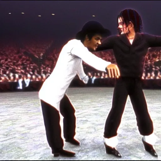 Image similar to goat tap dancing with michael jackson in the colosseum, realistic, clean, detailed