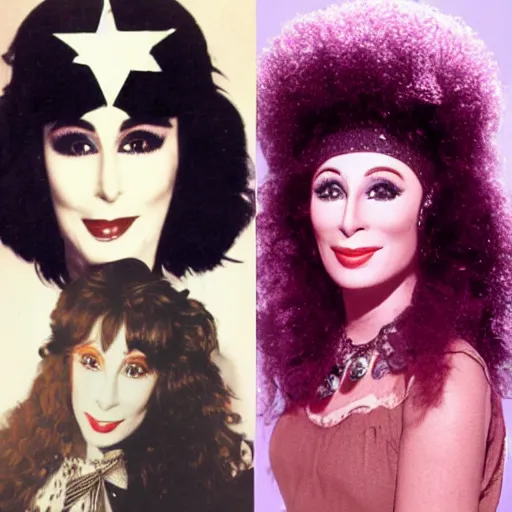 Prompt: cherry with the face of cher