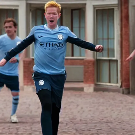 Image similar to movie still of kevin de bruyne as mr bean,