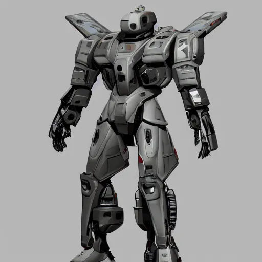 Image similar to photorealistic concept art of cool space military mech with complicated detailing layered armor in the style of Hollywood, sci-fi, octane render