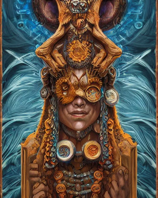 Prompt: digital painting of a toki pona totem by filipe pagliuso and justin gerard, symmetric, fantasy, detailed, intricate, sharp focus, tarot card, gwent