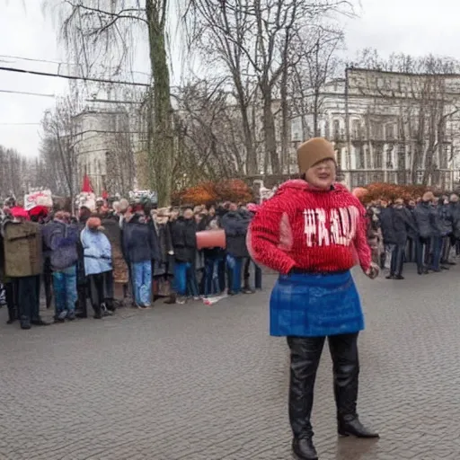 Prompt: A typical Belarusian protest