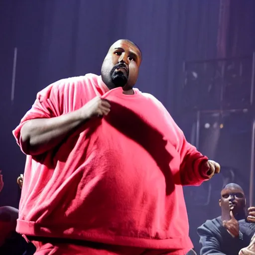 Image similar to obese kanye west rapping on stage