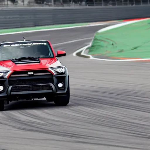 Prompt: GT4 4Runner black plain livery simple mono color, racing on track photo 2022