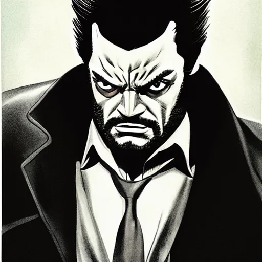 Prompt: orson welles as wolverine, graphic novel drawing by alex ross
