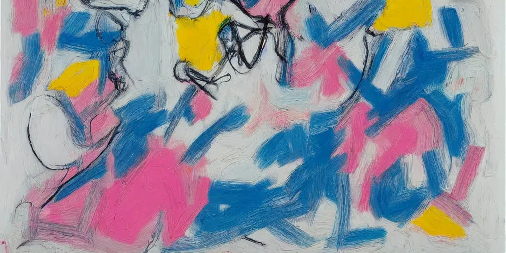 Image similar to abstract painting de kooning thin scribble on white canvas, blue and pink shift, martha jungwirth sketch, drawn by yves tanguy, oil on canvas, thick impasto