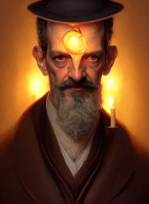 Image similar to portrait of havelock vetinari, discworld, intricate, elegant, candle light, highly detailed, digital painting, artstation, concept art, smooth, sharp focus, illustration, art by wlop, mars ravelo and greg rutkowski