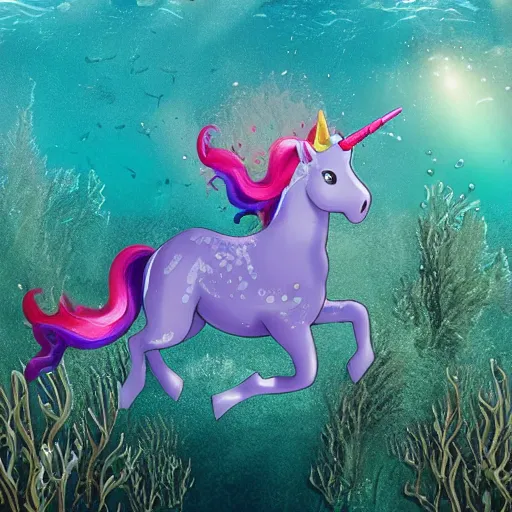 Prompt: an underwater unicorn