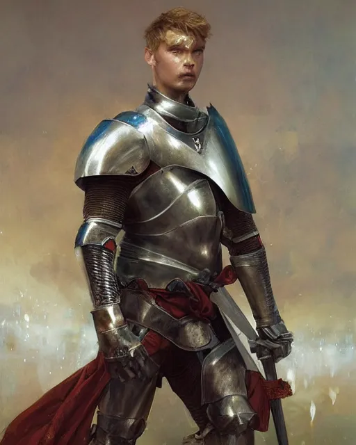 Prompt: a strong and handsome knight, oil painting, by Edgar Maxence and Ross Tran and Michael Whelan and greg rutkowski