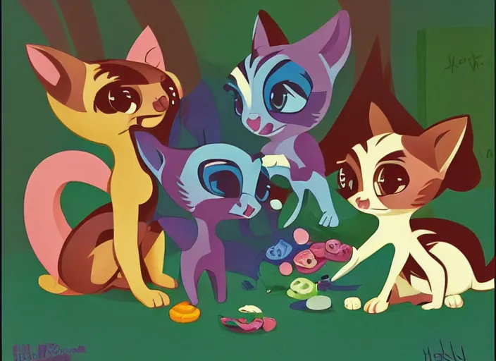 Image similar to littlest pet shop cat illustration by harold von schmidt