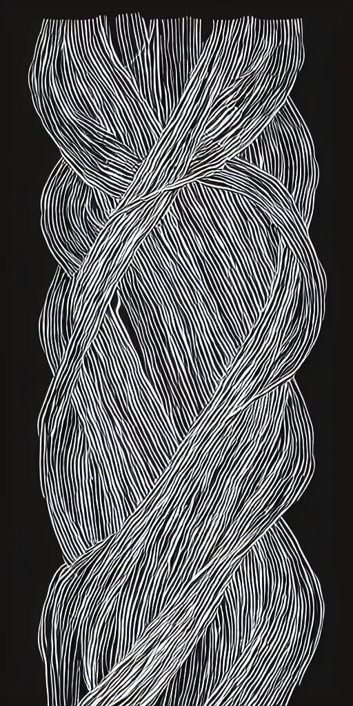 Image similar to illustration vector fine line art of a white string on a full black background