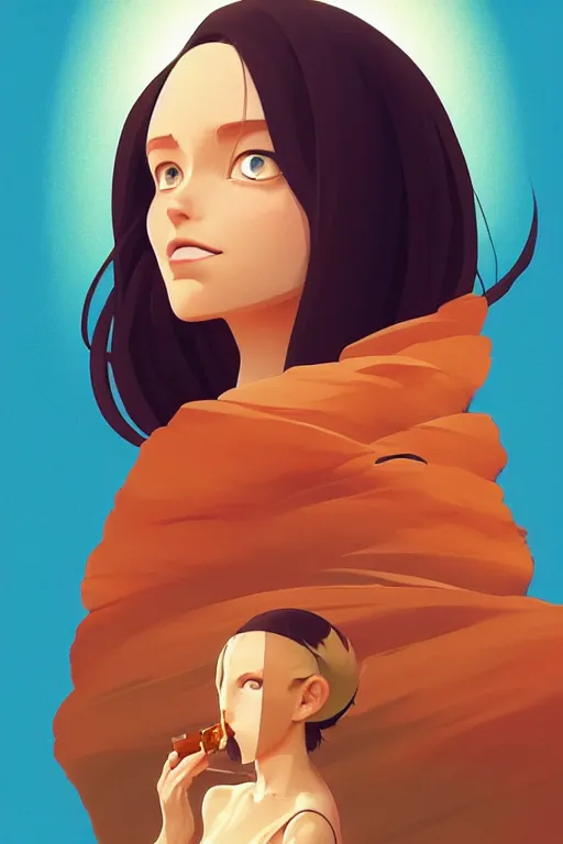 Image similar to single hermit in the desert, smooth face, centered median photoshop filter cutout vector behance hd by artgerm, jesper ejsing, by rhads, makoto shinkai and lois van baarle, ilya kuvshinov, rossdraws, illustration, art by ilya kuvshinov and gustav klimt