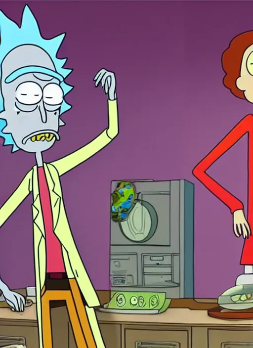 Prompt: Candid photo Rick and Morty in real life, realistic photograph by Annie Lebovitz