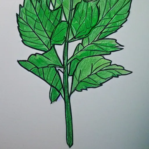 Image similar to children's drawing of a blackberry plant, very poor quality, horrible color palette