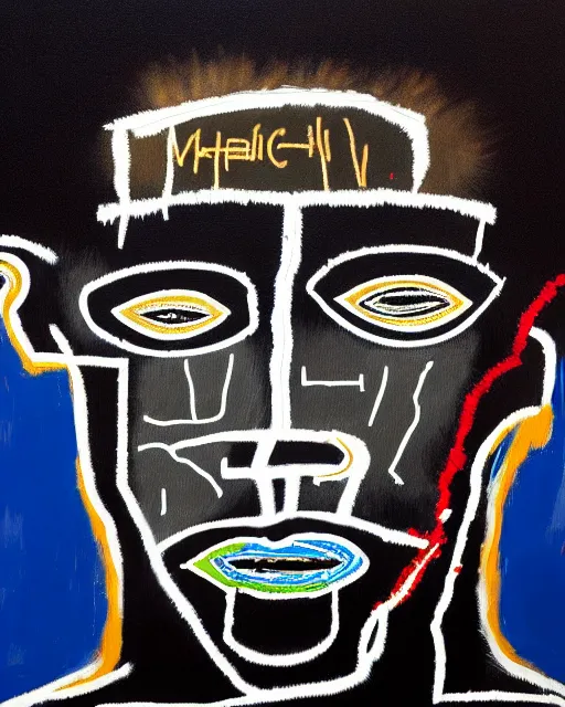 Image similar to A extremely highly detailed majestic hi-res beautiful immaculate head and shoulders award winning painting masterpiece of the face of a strong black african man by Jean-Michel Basquiat, 8k, high textures, hyper sharp, insanely detailed and intricate, super detailed, 8k HDR high quality