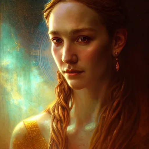Image similar to majestic gracious regal seductive oracle of delphi portrait, ancient greece, atmospheric lighting, painted, intricate, volumetric lighting, beautiful, rich deep colours masterpiece, golden hour, sharp focus, ultra detailed, by leesha hannigan, ross tran, thierry doizon, kai carpenter, ignacio fernandez rios