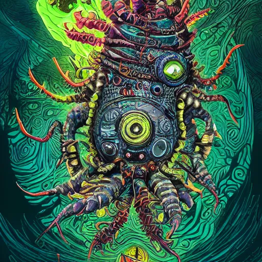 Image similar to creature sushi roots cactus elemental flush of force nature micro world fluo light deepdream a wild amazing steampunk baroque ancient alien creature, intricate detail, colorful digital painting that looks like it is from borderlands and by feng zhu and loish and laurie greasley, victo ngai, andreas rocha, john harris