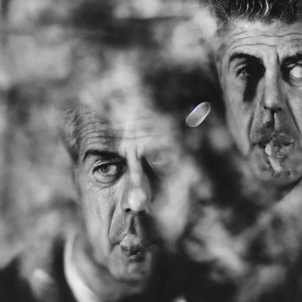 Image similar to portrait of Anthony Bourdain by Yousuf Karsh, 50mm, pentax, film