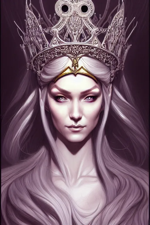 Image similar to digital art, centered elven queen, crown ,intricate, veins, by James Jean and by artgerm , ultradetailed, charachter design, concept art, trending on artstation,