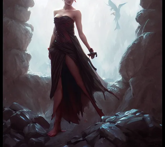 Image similar to morrigan aenslandcasting magic, a charming succubus, strapless dress, fantasy, d & d, by greg rutkowski and raymond swanland, sharp focus, trending on artstation, 8 k realistic digital art, cryengine, symmetric, sharp focus, concept art, frostbite 3 engine