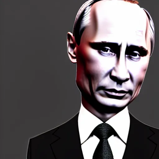 Image similar to Detailed image of Vladimir Putin full-length, slug-like, with detailed face, 8k game style, wearing only pants, bare torso, his body is old and ugly with sagging old skin