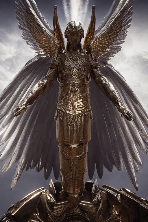 Image similar to archangel micheal by tsuyoshi nagano, illustration, cinematic lighting, hyperdetailed, 8 k, symmetrical, frostbite 3 engine, cryengine, dof, trending on artstation, digital art, crepuscular ray