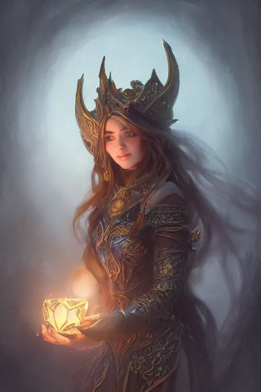 Image similar to filigree frame, elven, dwarven, magic, hearthstone, artstation, volumetric light from jeremy lipkin and michael garmash, craig mallism, artgerm, unreal engine