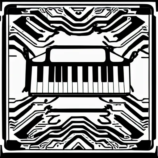 Image similar to a vector illustration of synthesizer, black and white, white background