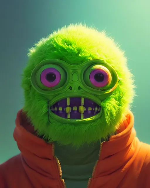 Image similar to highly detailed vfx portrait of a character of a tennis ball monster stephen bliss, unrealengine, greg rutkowski, loish, rhads, beeple, makoto shinkai and lois van baarle, ilya kuvshinov, rossdraws, tom bagshaw,