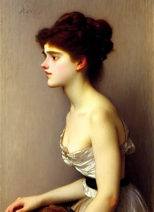 Prompt: a portrait of a pretty young lady by alexandre cabanel