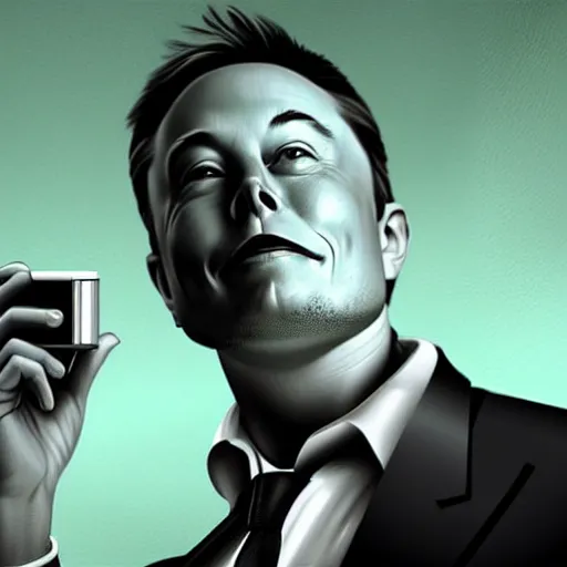 Image similar to Elon musk chewing on a battery in a dark cave and feeling sad, photorealistic