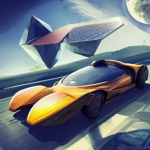 Prompt: solarpunk hovercar, clean energy, green technology, batoidea shape, highway, sunny day, futurism, intricate, engines, glow, highly detailed, peaceful, utopia, bright, digital painting, artstation, concept art, smooth, sharp focus, epic landscape, art by akihiko yoshida and tim mcburnie and anato finnstark