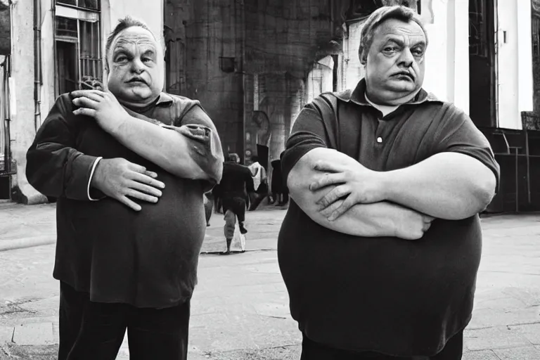 Image similar to fat viktor orban by peter lindbergh