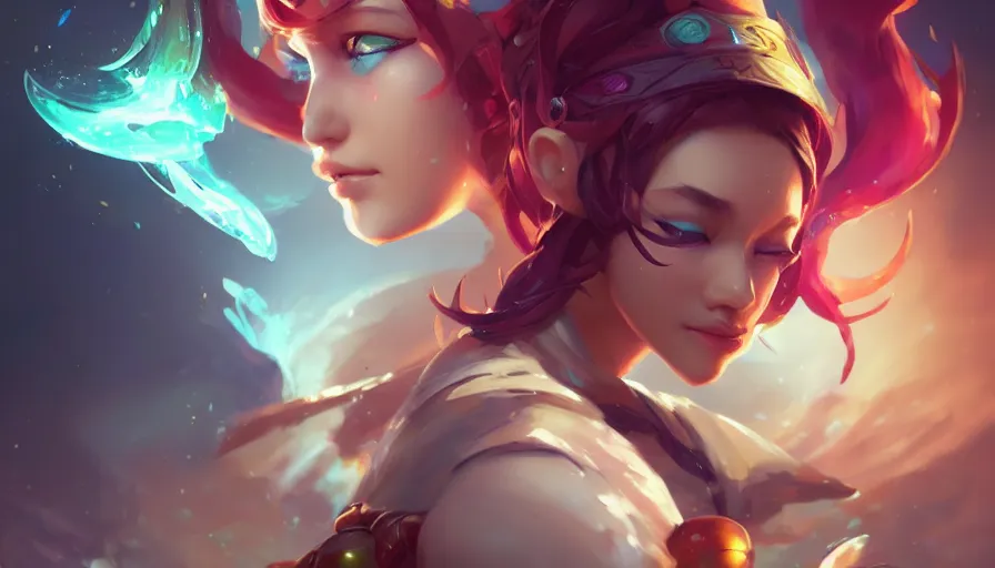 Image similar to portrait of a cute caterpillar, league of legends champion splash art, photorealistic facial features, right side composition, art by pete mohrbacher and guweiz and ilya kuvshinov, highly detailed, intricate, sharp focus, unreal engine 5, 4 k uhd