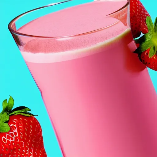 Image similar to a hyperdetailed strawberry milk poster, milk fluid, 4 k hd wallpaper illustration, package cover