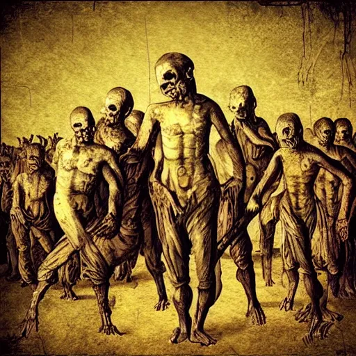 Prompt: “ decaying zombies from the 1 6 0 0 s, digital art, ultra realistic ”