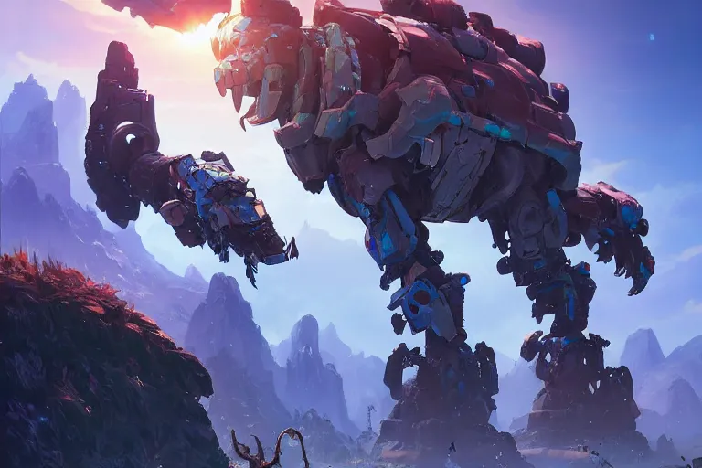 Image similar to tremortusk machine mecha animal beast robot of horizon forbidden west horizon zero dawn bioluminiscence, behance hd by jesper ejsing, by rhads, makoto shinkai and lois van baarle, ilya kuvshinov, rossdraws global illumination