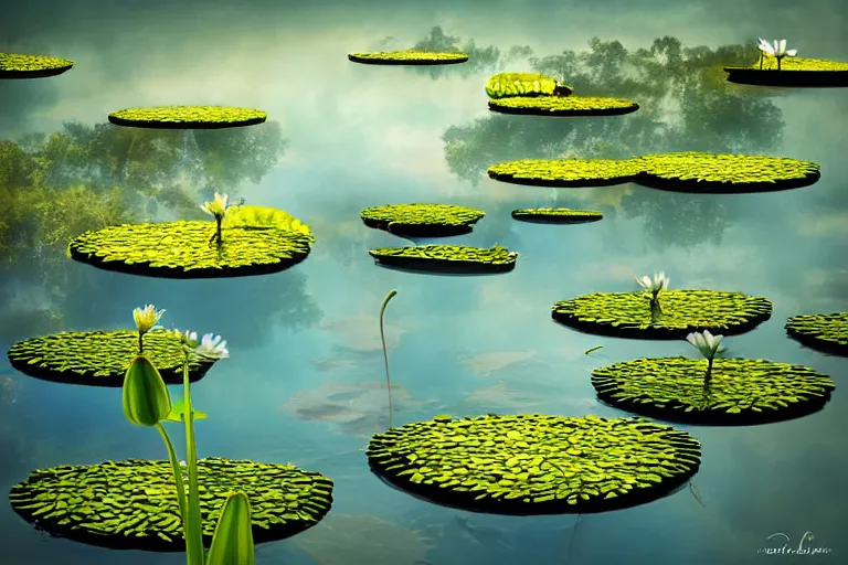 Prompt: simplicity, elegance, foliage overgrowing favela honeybee hive, art nouveau environment, lily pads in the sky, award winning art, epic dreamlike fantasy landscape, ultra realistic,