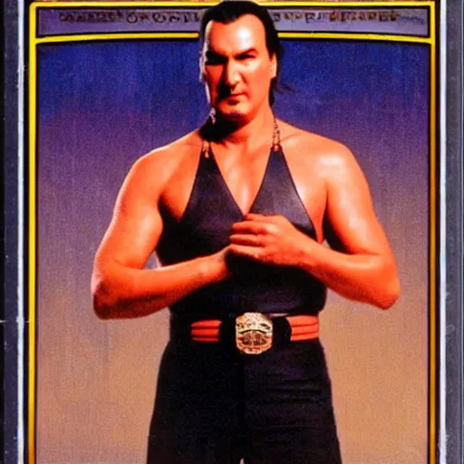 Image similar to Steven Seagal trading card. no text