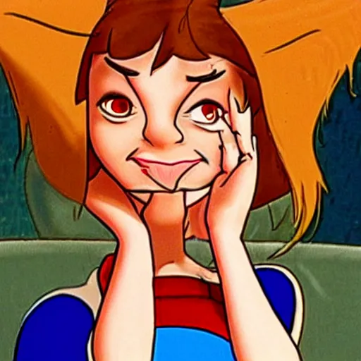 Prompt: emma Watson in the ren and stimpy cartoon.