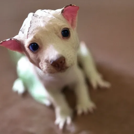 Image similar to photo of a lizard puppy with horns