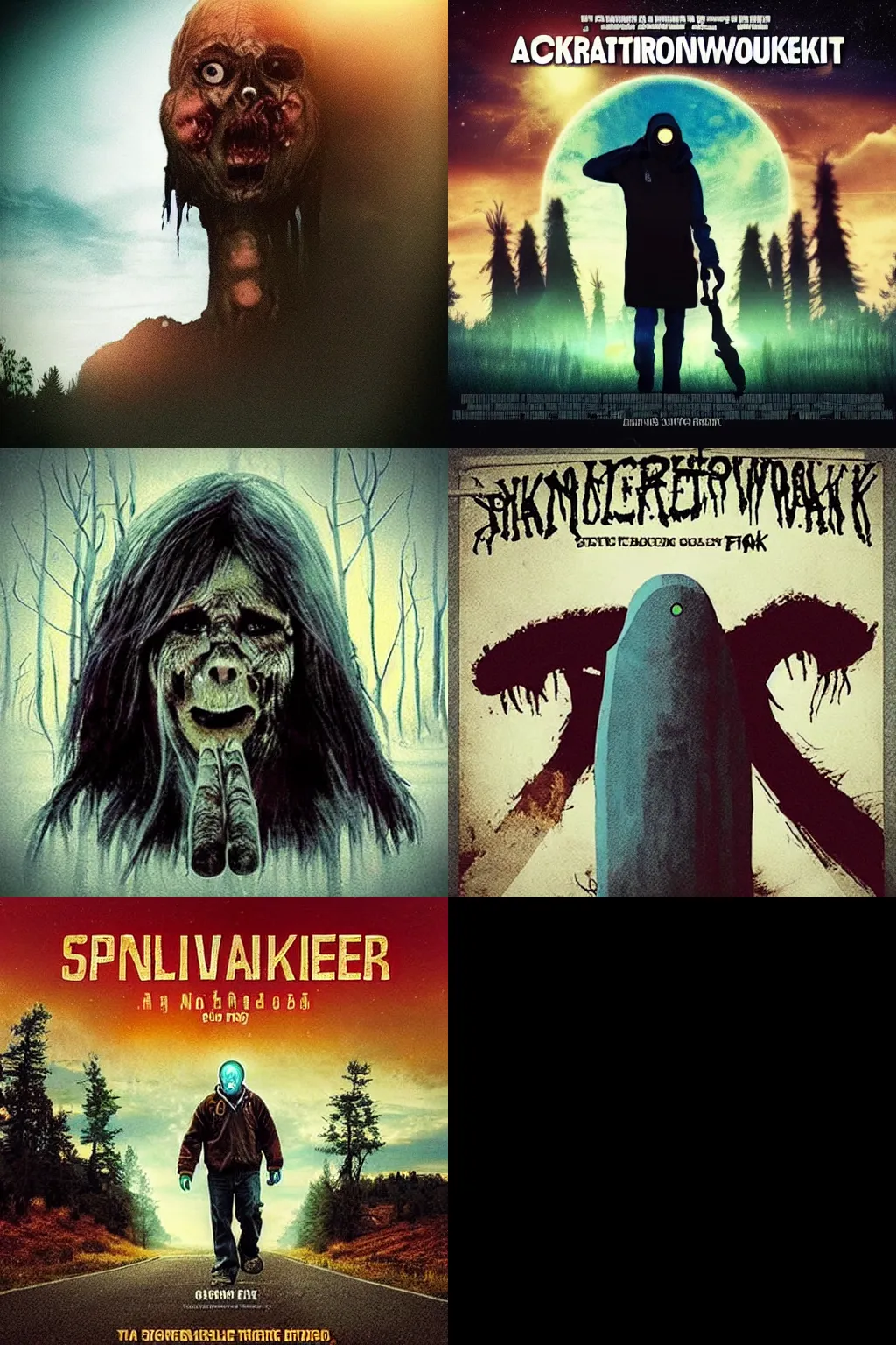 Prompt: “a horrifying skinwalker movie postser”