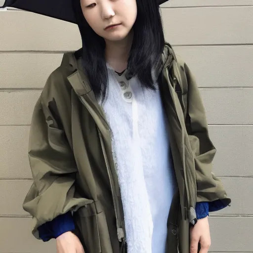Prompt: nazuna nanakusa wearing a chloma anorak 4 k