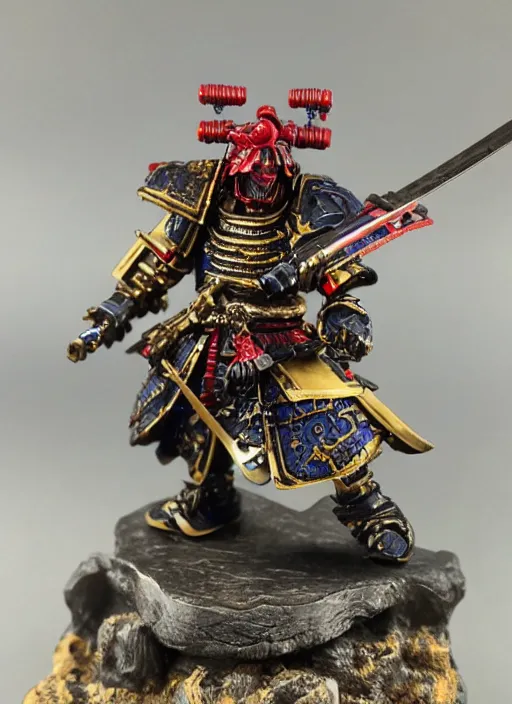 Prompt: 8 0 mm resin detailed miniature of a warhammer 4 0 k samurai with laser swords, product introduction photos, 4 k, full body,