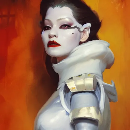 Prompt: greg manchess portrait painting of partially armored white queen from alice in wonderland as overwatch character, medium shot, asymmetrical, profile picture, organic painting, sunny day, matte painting, bold shapes, hard edges, street art, trending on artstation, by huang guangjian, gil elvgren, ruan jia, randy vargas, greg rutkowski