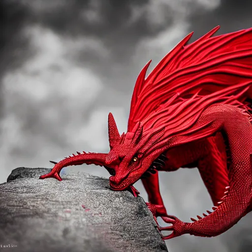 Image similar to a stunning photo of a red dragon